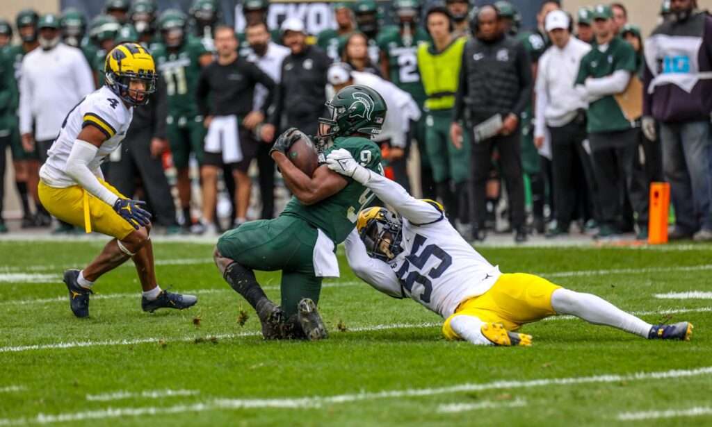 David Ojabo gets a sack against Michigan State.