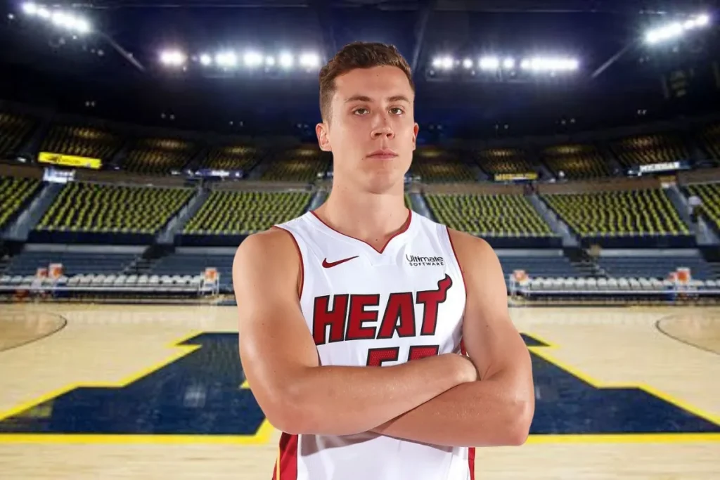 Former Michigan player Duncan Robinson prepares to play in the NBA Finals with the Miami Heat.