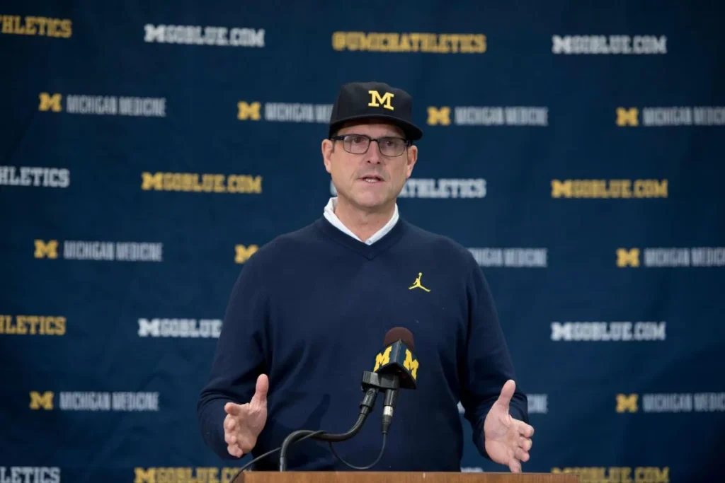 Jim Harbaugh explains how he believes players should get a revenue share in NCAA football.