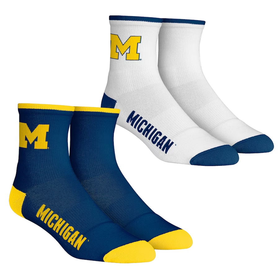 Michigan Wolverines Rock Em Socks Core Team 2-Pack Quarter Length Sock Set